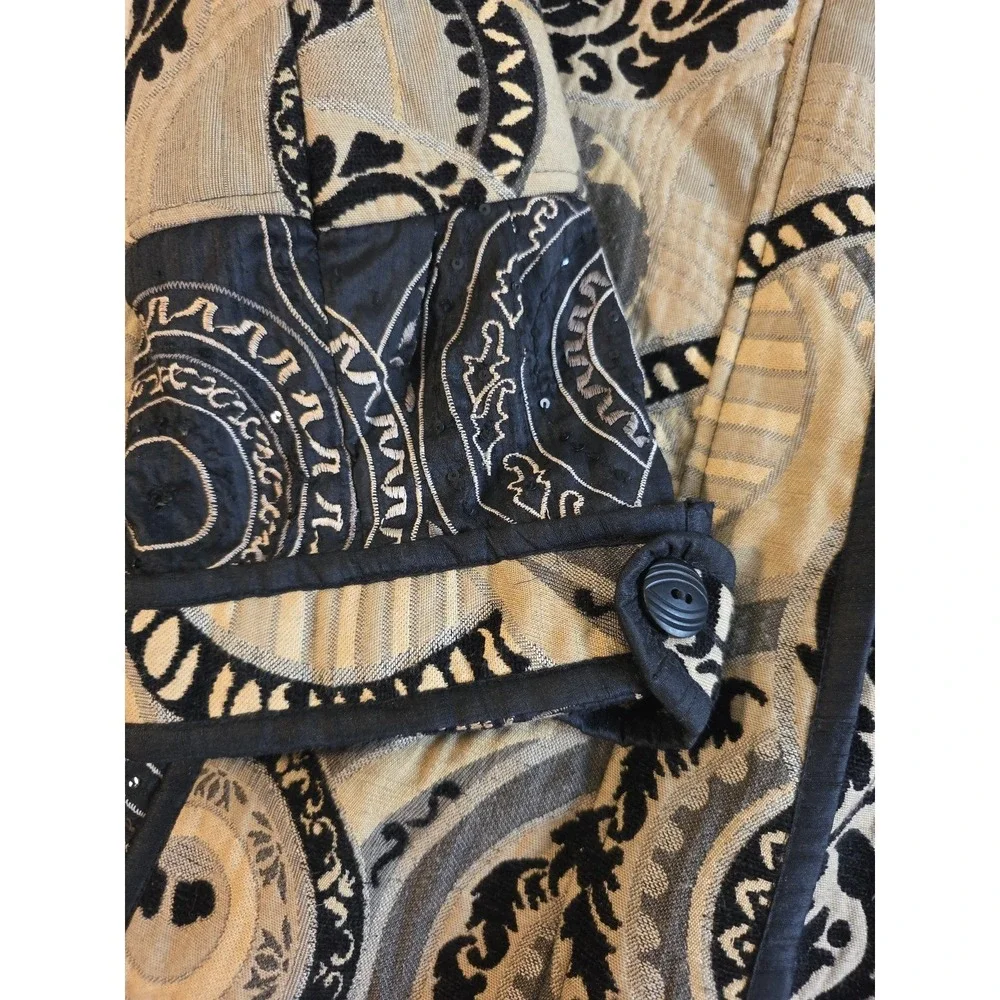 Yak Magik Sz S Blazer Tapestry Jacket Zip Front Embroidered Sequins‎ Artsy